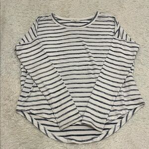 rag & bone White and Navy Horizontal Stripe Long Sleeve Tee